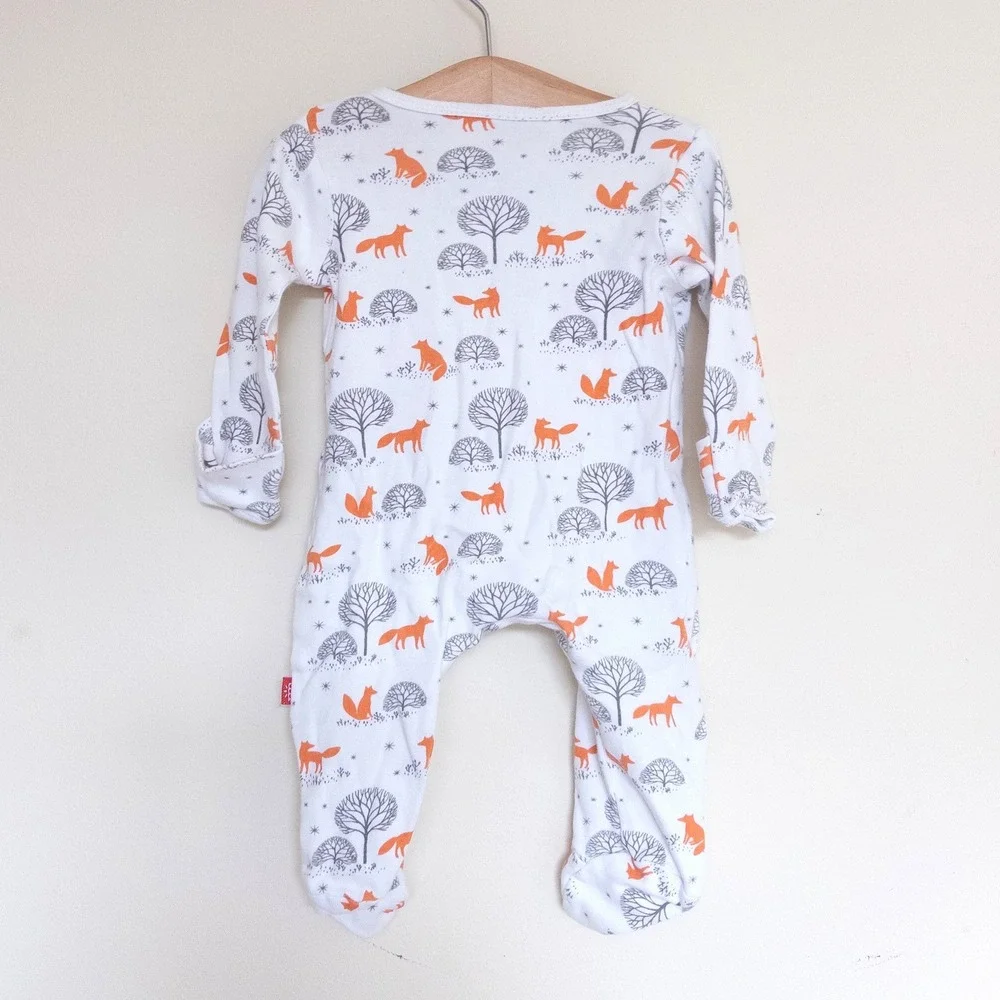 Magnetic Me Footie White Fox Woodland Organic Cotton Baby 0-3 Months
